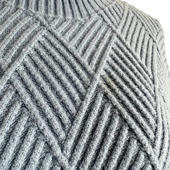 Philosophy Blue Textured Knit Sweater Size Large Mock Neck Pullover Long Sleeves - Picture 5 of 6